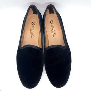 Del Toro Black Velvet Slipper Flat Loafer